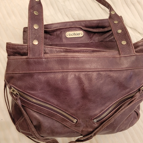 Genuine Leather Botkier Plum Grey Satchel Handbag - Picture 5 of 10